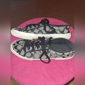 Coach Black and Gray Signature Canvas Sneakers 8.5 Womens